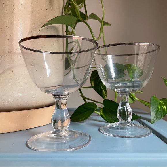 coupe glasses w silver trim